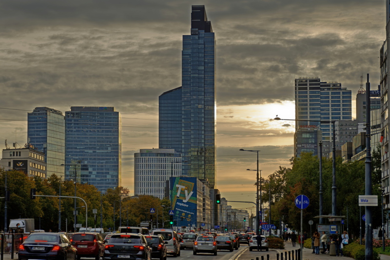 21 - Varso Tower in Warsaw during the evening, which is the tallest building in the European Union at 310 meters